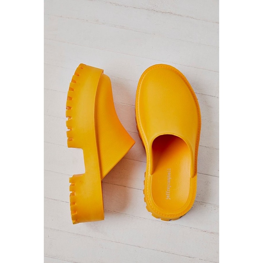 Jeffrey Campbell Clogge Platform Mules Orange Yellow Lug Sole Slip On 10